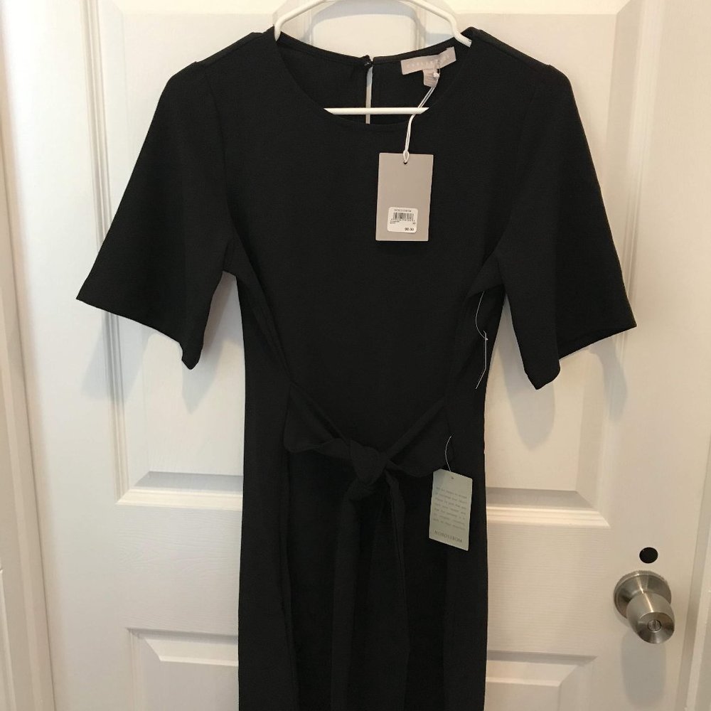 Black Front Tie Shift Dress 